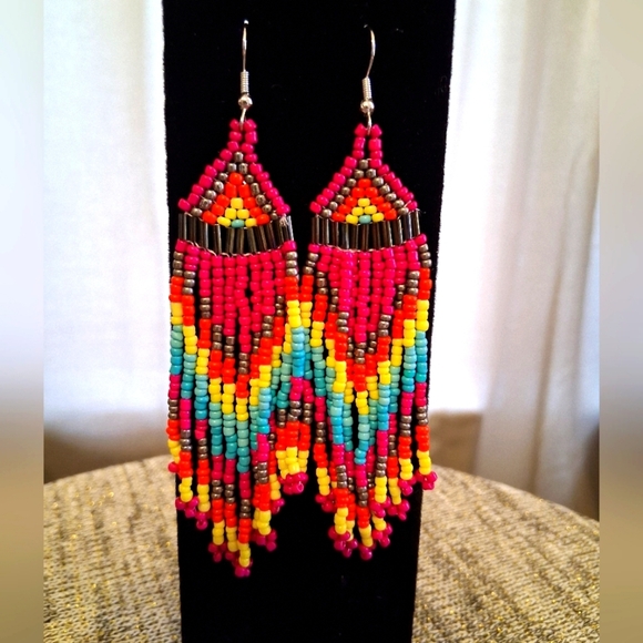 Jewelry - Colorful Handmade Beaded Earrings